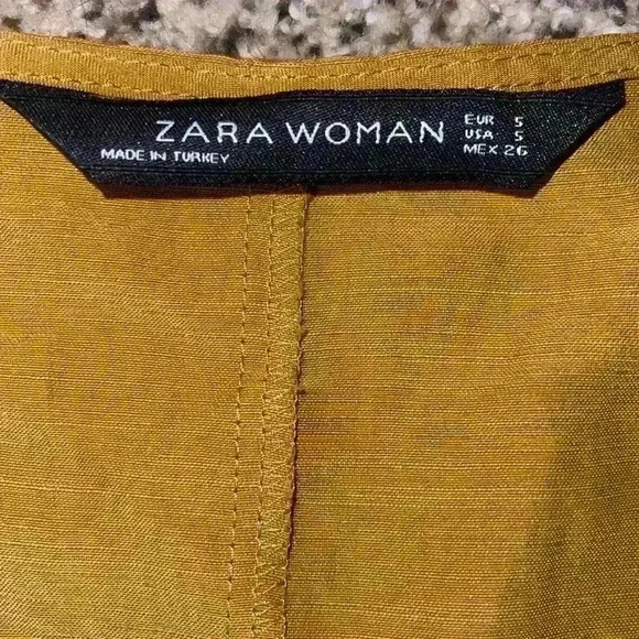 Zara Knotted V Neck Sleeveless Mustard Top Blouse - Picture 6 of 6